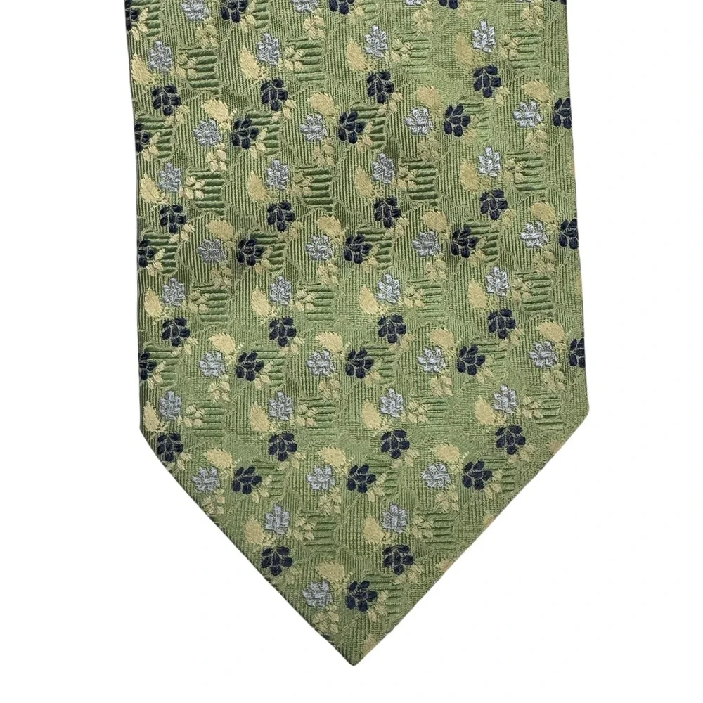 Villa Bolgheri Tie Mens Green Blue Floral Silk Made in Italy Dressy Neckwear